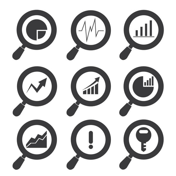 black business line icons, simply vector illustration