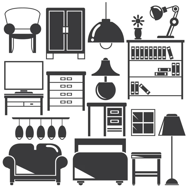 Eenvoudige Vector Icon Set Van Moderne Stijl Home Decor — Stockvector