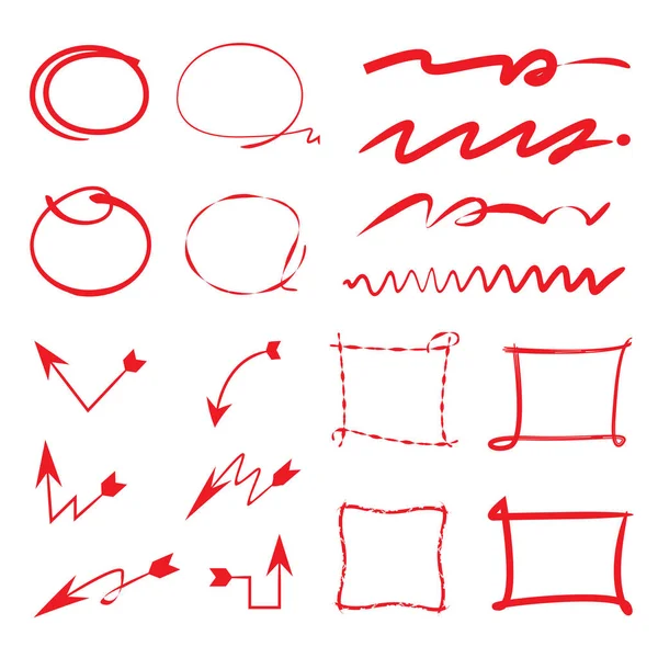Elementos Marcadores Dibujados Mano Simplemente Ilustración Vectorial — Archivo Imágenes Vectoriales