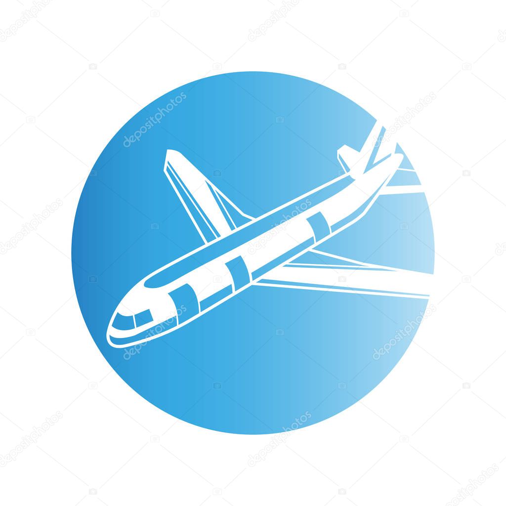 plane, blue background, vector