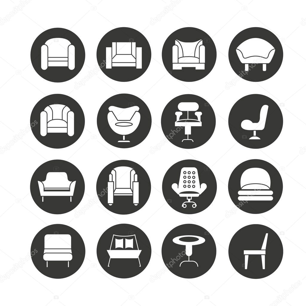 vector illustration of chair icons