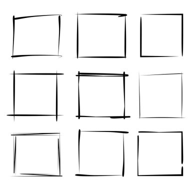 siyah grunge çerçeve kümesi