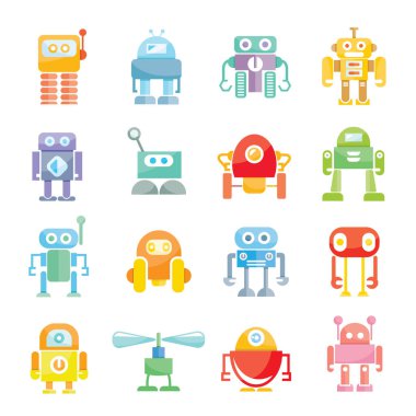 vektör Illustration modern robotlar, simgeler