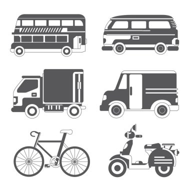 Araç web simgeleri ayarlandı. Vektör illüstrasyonu          