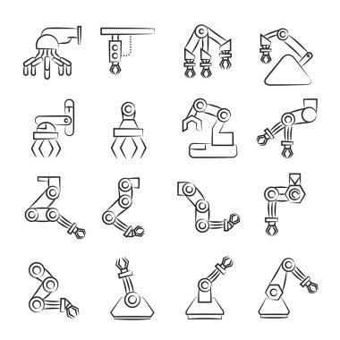 Robotik kol simgeleri, vektör illüstrasyon 
