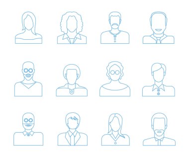 avatar seti, vektör illüstrasyon 