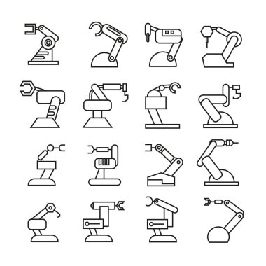 Robotik kol simgeleri, vektör illüstrasyon 