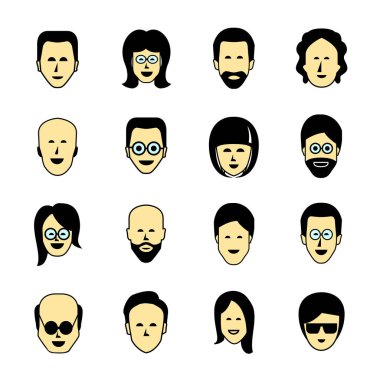 avatar seti, vektör illüstrasyon 