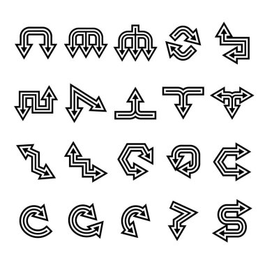 Ok simgelerinin vektör illüstrasyonu ayarlandı