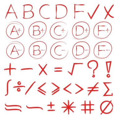 sınıf sonucu, matematik sembolü, altı çizili, işaretleyici ve vurgulayıcı elemanları