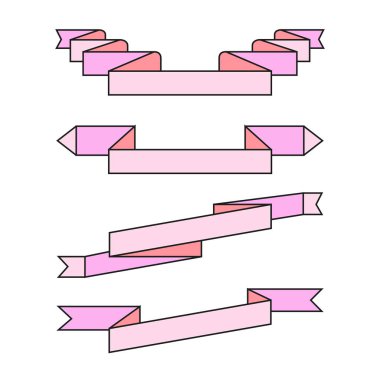 şeritler veya afiş ayarlayın. Vektör Illustration 