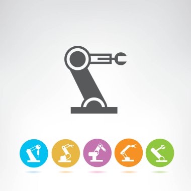 Robotik kol simgesi, vektör illüstrasyon 