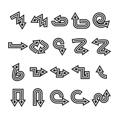 Ok simgelerinin vektör illüstrasyonu ayarlandı