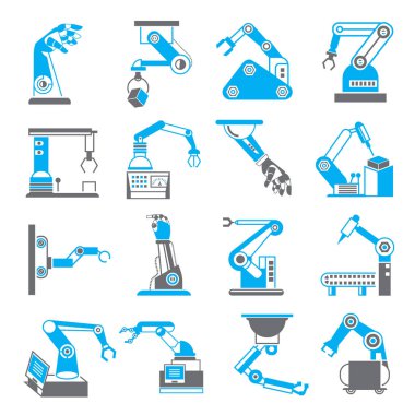 Robotik kol simgeleri, vektör illüstrasyon 