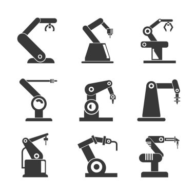 Robotik kol simgeleri, vektör illüstrasyon 