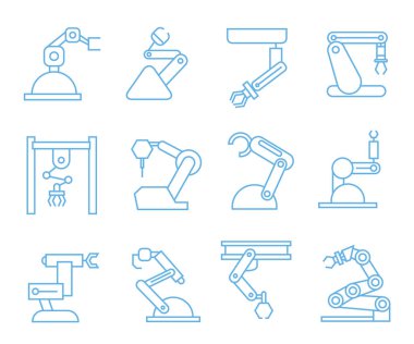 Robotik kol simgeleri, vektör illüstrasyon 