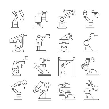 Robotik kol simgeleri, vektör illüstrasyon 