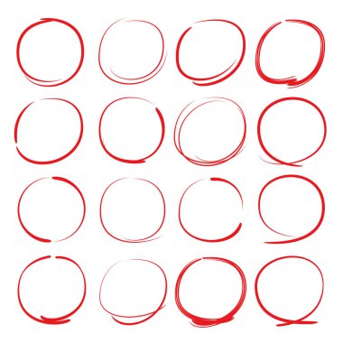 kırmızı el işaretleyici elementler, boş daireler ve ovalar