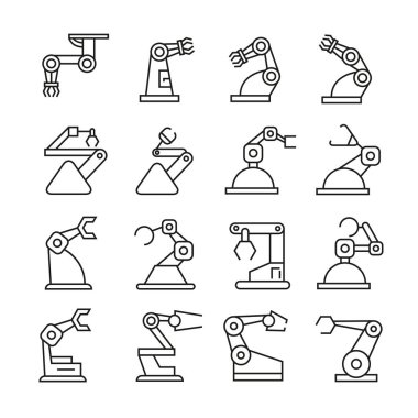 Robotik kol simgeleri, vektör illüstrasyon 