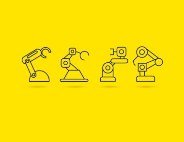 Robotik kol simgeleri, vektör illüstrasyon 