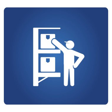 Teslimat konsepti. Depo adam vektör Illustration