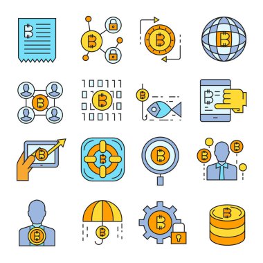 cryptocurrency simgelerinin vektör çizimi