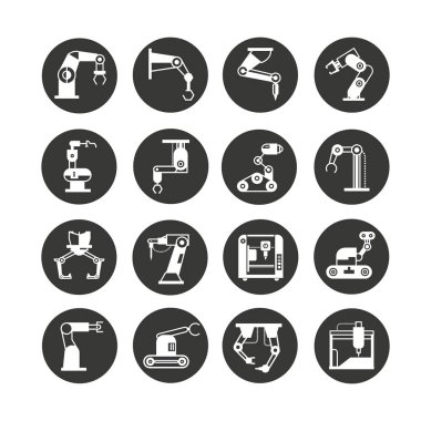 Robotik kol simgeleri, vektör illüstrasyon 