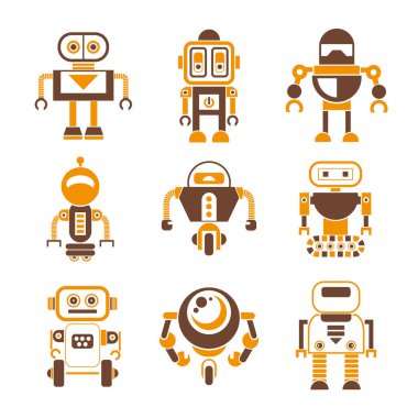 vektör Illustration modern robotlar, simgeler