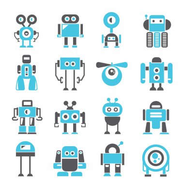 vektör Illustration modern robotlar, simgeler