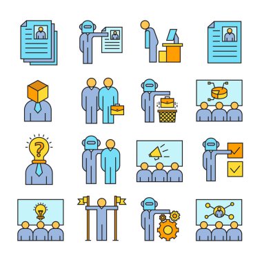 İş konsepti. İş simgelerinin vektör çizimi