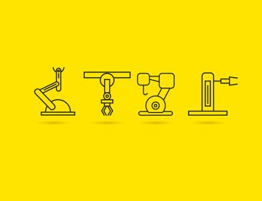 Robotik kol simgeleri, vektör illüstrasyon 