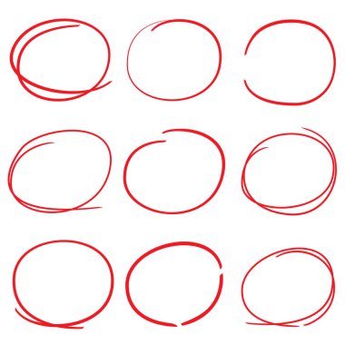 kırmızı el işaretleyici elementler, boş daireler ve ovalar