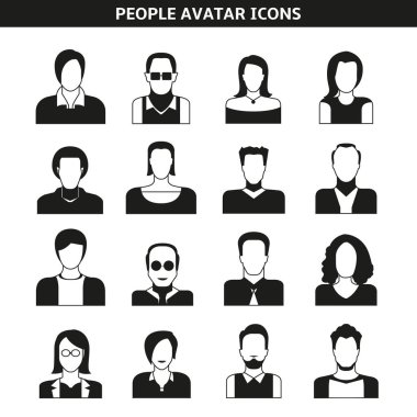 avatar seti, vektör illüstrasyon 