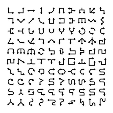 Ok simgelerinin vektör illüstrasyonu ayarlandı