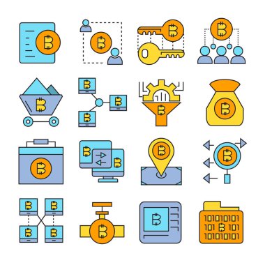 cryptocurrency simgelerinin vektör çizimi