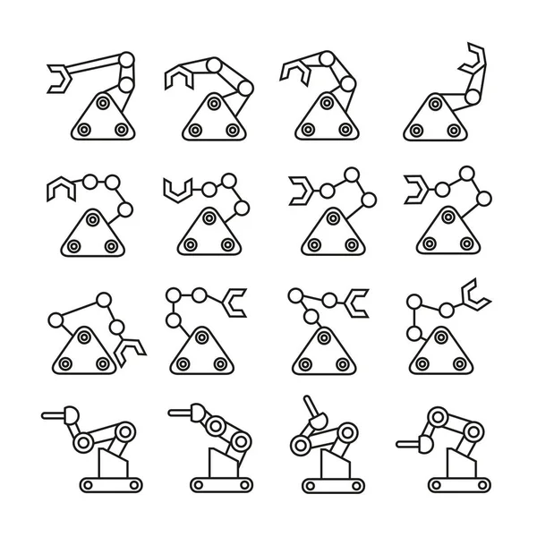 Icônes Bras Robotiques Illustration Vectorielle — Image vectorielle