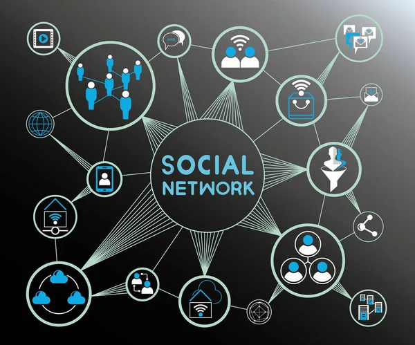 Illustrazione Vettoriale Concetto Social Network — Vettoriale Stock