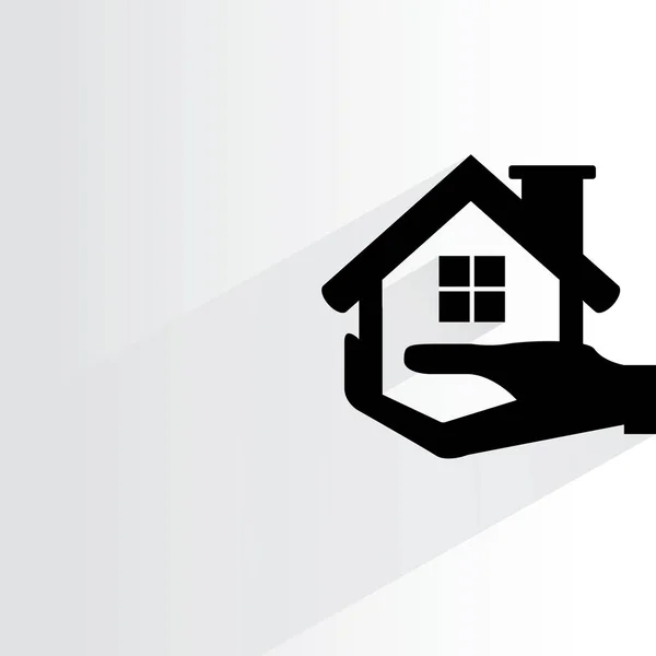 Ícone Web Ilustração Vetorial Mão Com Casa — Vetor de Stock