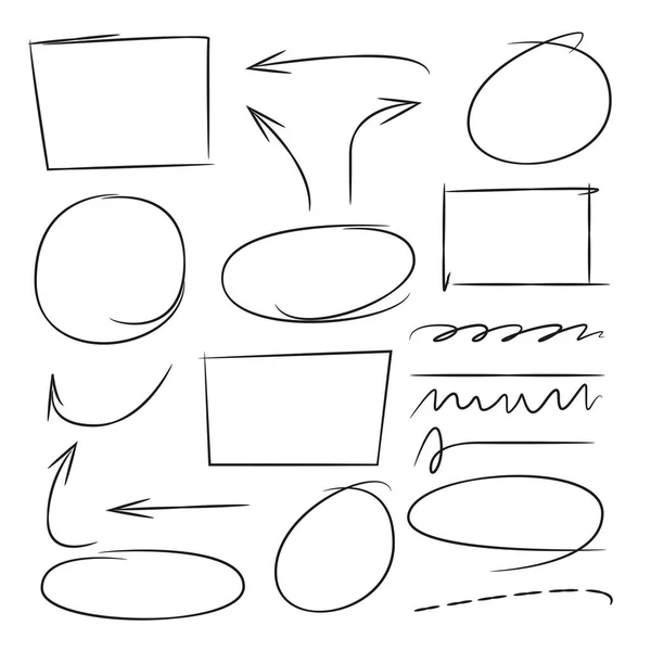 Éléments Surligneurs Flèches Cercles Rectangles — Image vectorielle
