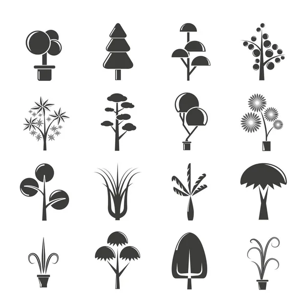 Ilustración Vectorial Árboles Iconos — Archivo Imágenes Vectoriales