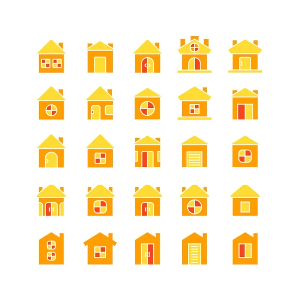 Vektor Illustration Von Gebäuden Ikonen — Stockvektor