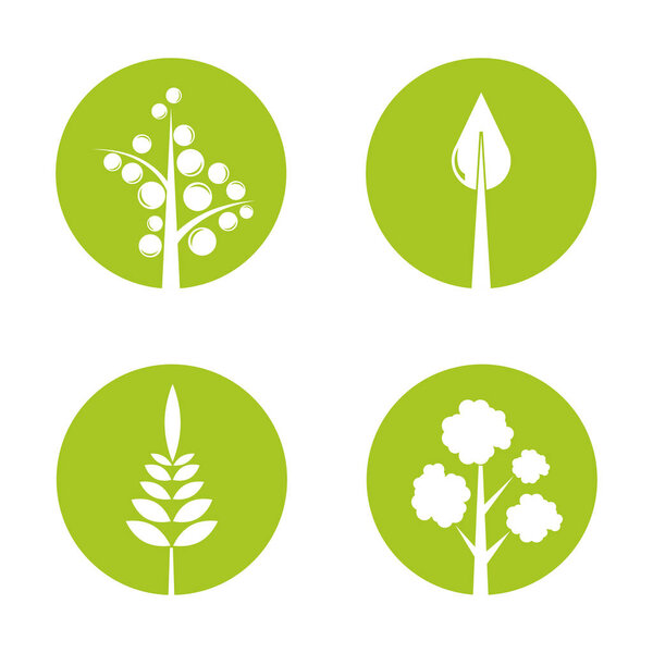 vector illustration of  trees, icons 