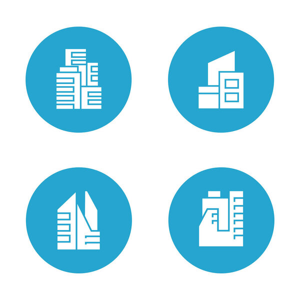 vector illustration of modern  buildings, icons