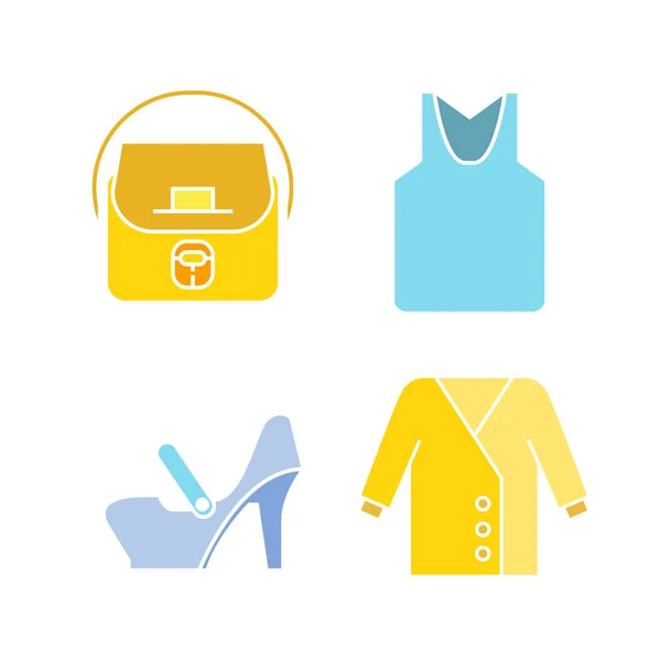 Tela Moda Prendas Vestir Conjunto Iconos Web Ilustración Vectorial — Vector de stock