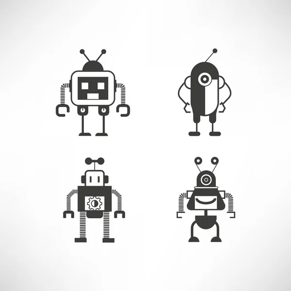 Vector Illustration Modern Robots Icons — Stock Vector