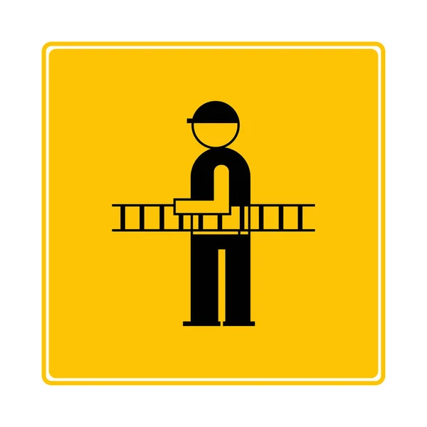 Icono Web Ilustración Vectorial Del Trabajador Con Escalera — Vector de stock