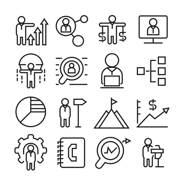 Set Business Line Icons Vector Illustration — Stock Vector