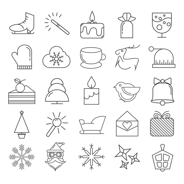 Conjunto Iconos Navidad Simplemente Vector Ilustración — Archivo Imágenes Vectoriales