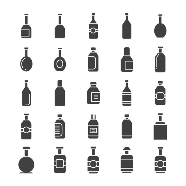 Vector Illustration Bottles Icons Set — Stock Vector