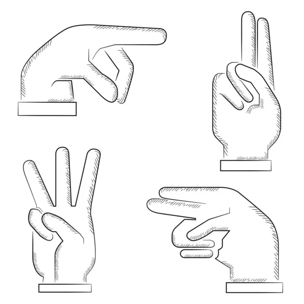 Hand Iconen Set Cartoon Stijl — Stockvector